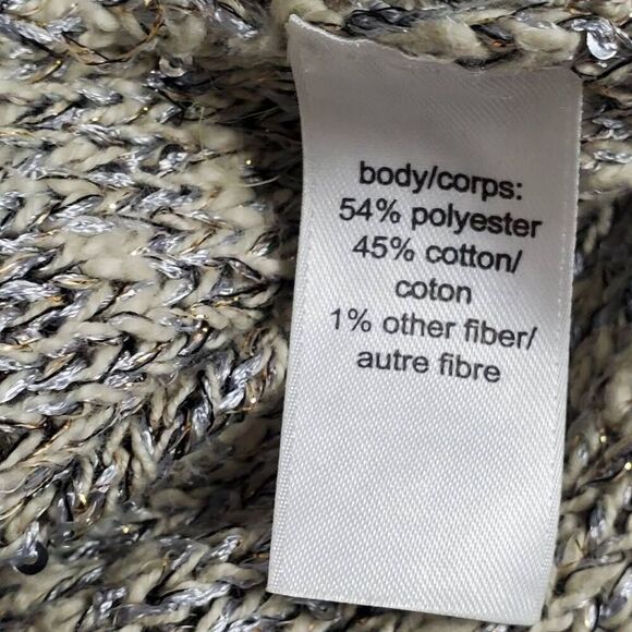 Studio Y Women’s Metallic Knit Cardigan Sweater Sequin Beaded Shoulder XS - Picture 8 of 9